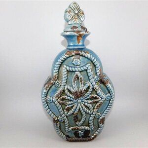 41/801 Creative Co-Op Decorative Decanter with Lid Brown and Blue 13 x 7 x 4